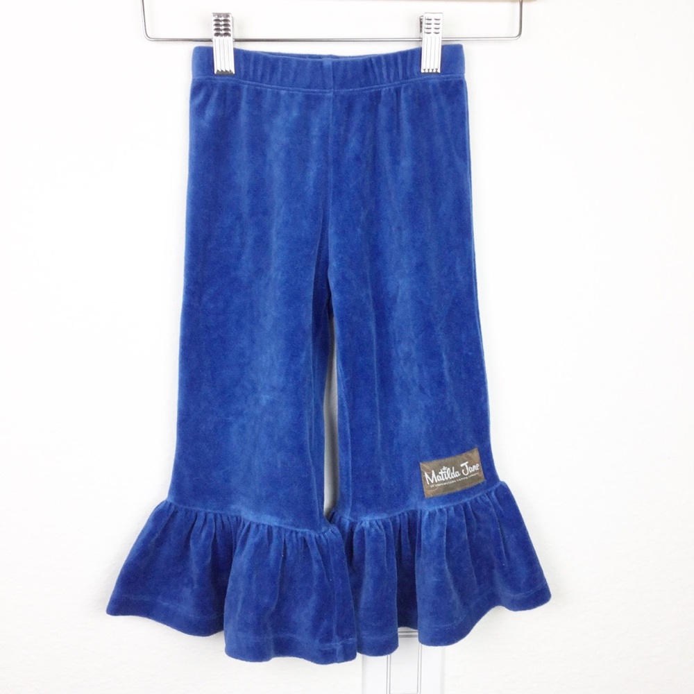 Matilda Jane Girls Blue Velvet Ruffle Pants
